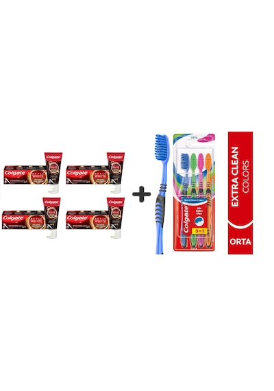 Colgate Optic White Kahve, Çay Tütün Kullanan Için Diş Macun 125ml 4 Ad + Extra Clean Diş Fırçası3+1 Beyazlık