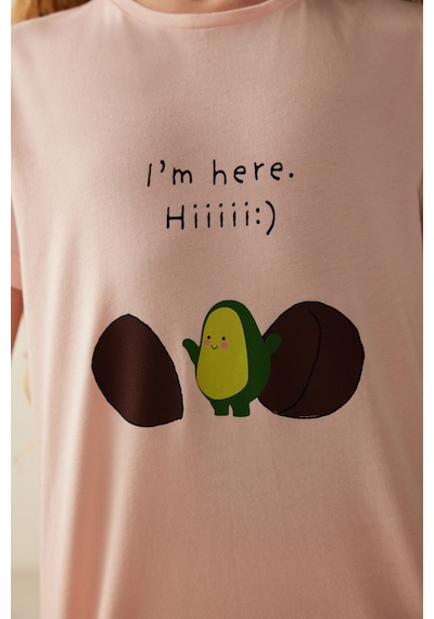 Penti Kız Çocuk Avokado Baskılı Pijama Takımı Pembe