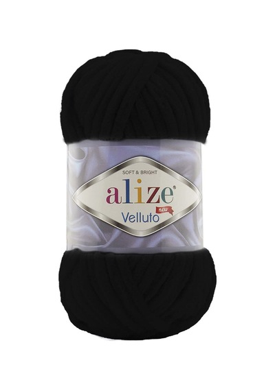 Alize Velluto 60 Siyah Kadife El Örgü İpi