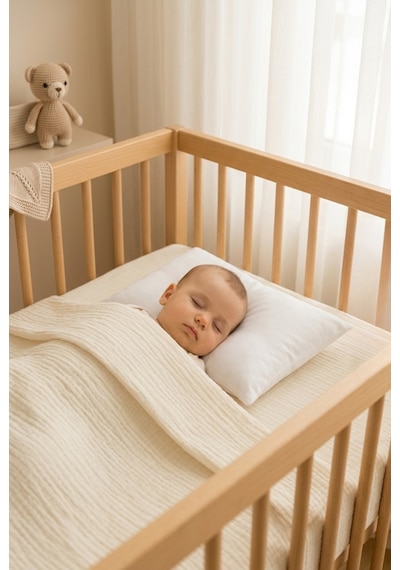 Bebek Yastığı Premium Boncuk Silikon Dolgulu Yumuşak Konforlu 35x45 CM Beyaz