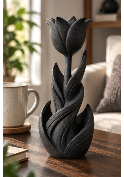 Spiral Lale Çiçeği Figürlü Dekoratif Biblo 85360685