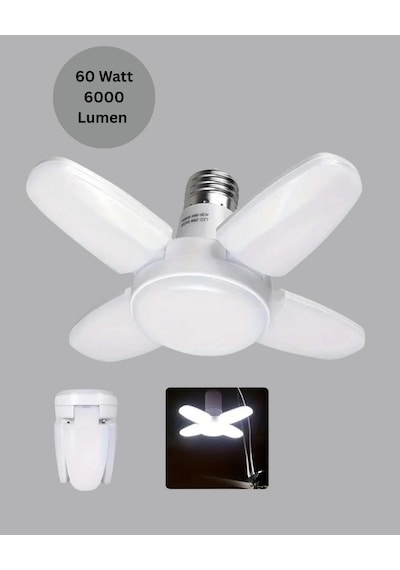 Muratech 4 Kollu Katlanır Pervane Led Ampül 60 Watt Yüksek Aydınlatma Ve Enerji Tasarrufu Beyaz Işık
