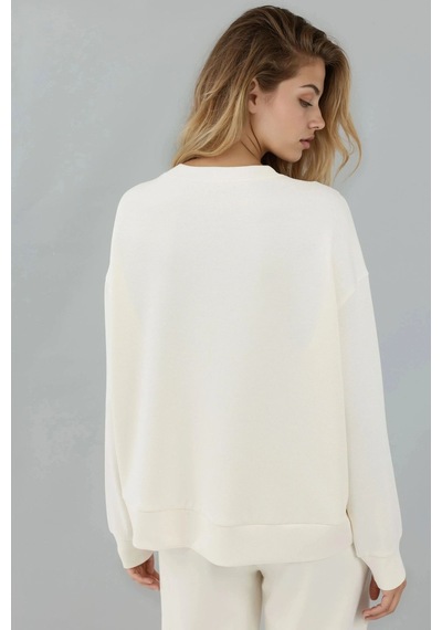 Hiccup Modal Dokunuşlu Basic Sweatshirt Fildişi Doğal