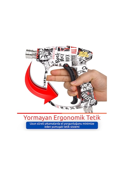 Robeve Bear Force Pop-art Tasarım Araç Yıkama Tabancası 5li Nozzle Set Ve Kemer Klipsli Ile Birlikte Profesyonel Pop-art Tasarım Oto Yıkama Tabancası Bosch Aquatak Uyumlu
