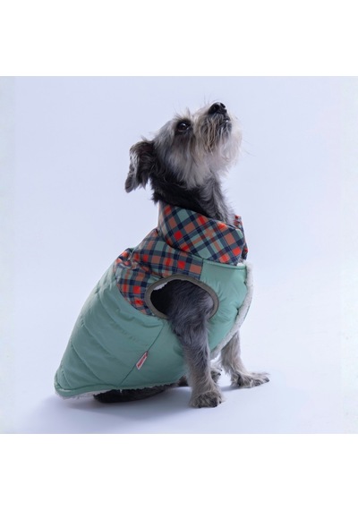Yeşil Plaid Ekose Desen Yelek Köpek Yeleği Köpek Kıyafeti Köpek Yağmurluk