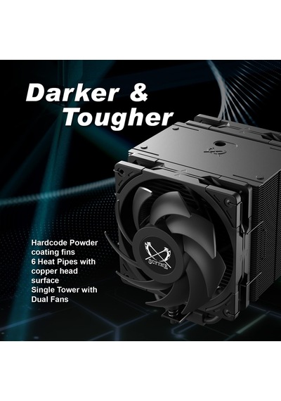Mugen 6 Dual Fan Black Edition Cpu Hava Soğutucu, Intel Lga1700, Lga1151, Amd Am5, Am4 Desteği, 120mm, Tek Kule, Alüminyum Üst Kapak Mugen 6 Dual Fan Black Edition