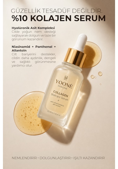 Yooné Skincare Collagen Serum 30 Ml Yoğun Kolajen Bakımı İle Nemli Ve Canlı Cilt Görünümü