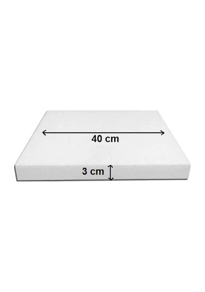 Dekoras Strafor Köpük Dikdörtgen Pasta Taban Altlığı 40x50x3 Cm beyaz