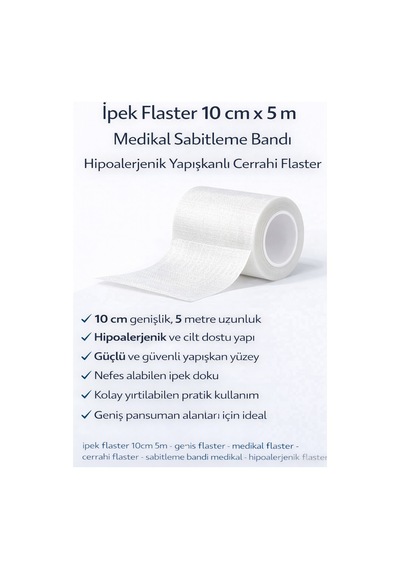 İpek Flaster 10 Cm X 5 M Medikal Sabitleme Bandı Hipoalerjenik Yapışkanlı Cerrahi Flaster