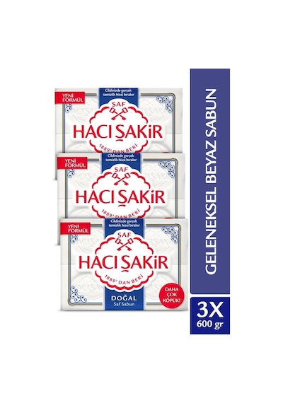 Hacı Şakir Doğal Saf Geleneksel Beyaz Sabun 4'lü 3 x 150 G