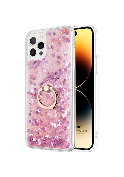 Microsonic Apple Uyumlu iPhone 15 Pro Kılıf Glitter Liquid Holder