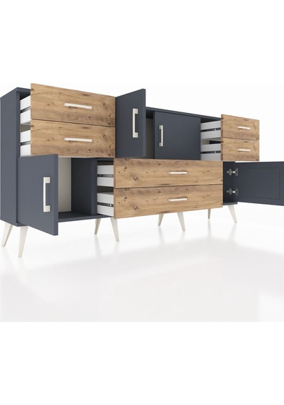 Arges Konsol Tek Raflı 6 Çekmeceli 4 Kapaklı 176x30x83 Antrasit-antrasit/çam Antrasit/çam Arges Konsol Tek Raflı 6 Çekmeceli 4 Kapaklı 176x30x83 Antrasit-antrasit/çam Antrasit/çam