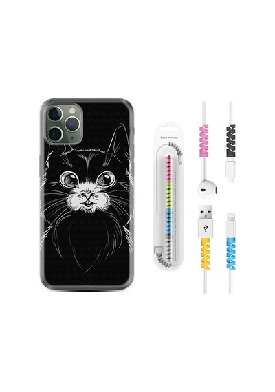 Apple Uyumlu iPhone 13 Pro Max Kılıf Kablo Koruyuculu Komik Kedi 1863