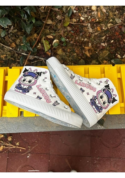 Scarpe Magiche Kız Çocuk Labubu Baskılı Günlük Spor Ayakkabı Sevimli Karakter Desenli Beyaz Scarpe Magiche Kız Çocuk Labubu Baskılı Günlük Spor Ayakkabı Sevimli Karakter Desenli Beyaz