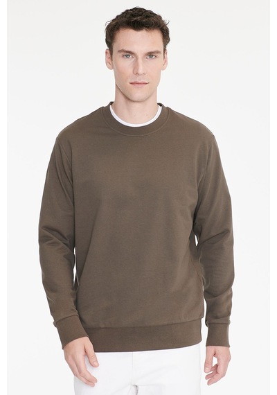Ac&Co / Altınyıldız Classics Erkek Hakı Pamuklu Standart Fit Normal Kesim 2 İplik Bisiklet Yaka Sweatshirt Haki