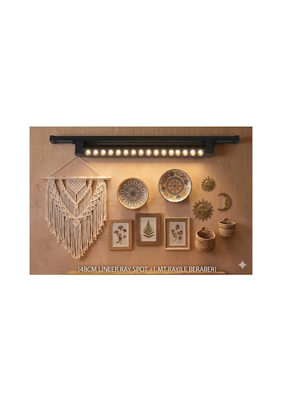 Siyah Kasa Günışığı 180 ' Magnet Led Ray Spot Lamba 1 Metre Raylı Armatür 48cm Diğer