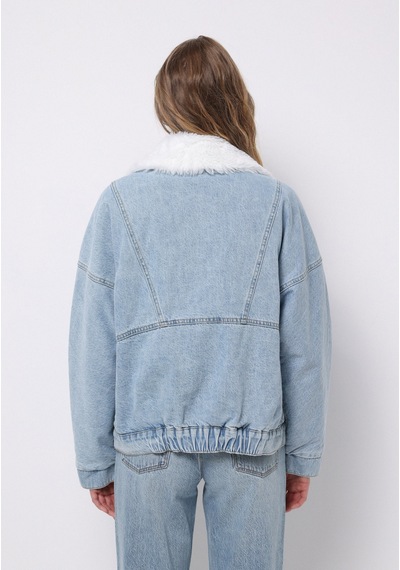 Colins Oversize Fit Fermuarlı Astarsız Kadın Mavi Ceket Cl1076057 Q1.v1 Dn44489 Denim