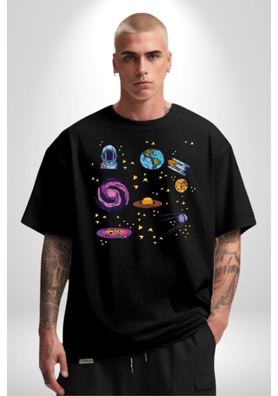 Uzay Figürleri Mars Ay Dünya Pamuklu Bisiklet Yaka Unisex Oversize Boyfriend Dijital Baskılı Siyah T-shirt Siyah Uzay Figürleri Mars Ay Dünya Pamuklu Bisiklet Yaka Unisex Oversize Boyfriend Dijital Baskılı Siyah T-shirt Siyah
