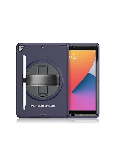 Mey İthalat Apple iPad 10.2 7.nesil Kılıf Hand Strap Tablet Kılıfı - Lacivert