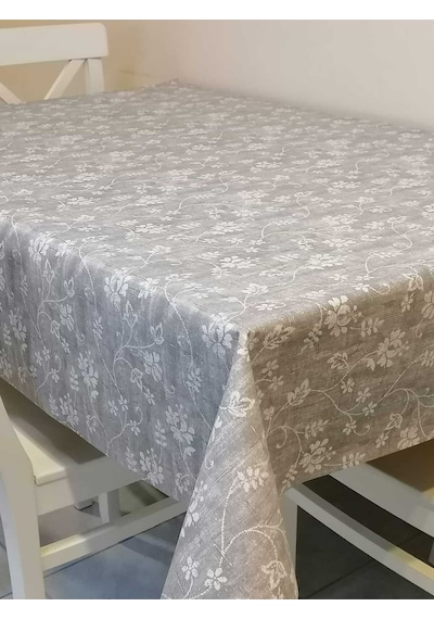 Elyaflı Pvc Muşamba - Desenli Silinebilir Masa Örtüsü 01fnt12115 Gri