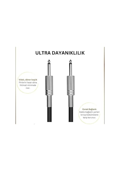 Gitar Jack Kablosu 10m/32,8ft - Elektro Akustik Bas Bağlama Keman Kemençe Amfi&mixer Uyumlu Jack Kablosu