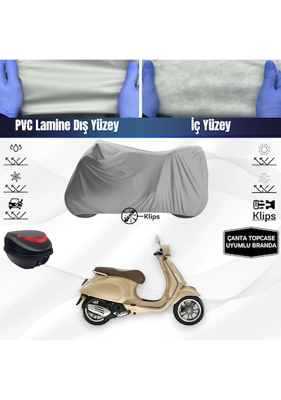 Vespa Primavera 150 Motosiklet Brandası Arka Çanta Topcase Uyumlu Motor Brandası