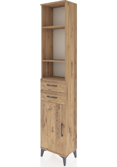 Arges Dolap 4 Raflı 2 Çekmeceli Tek Kapaklı 44x30x221 Çam-çam Çam