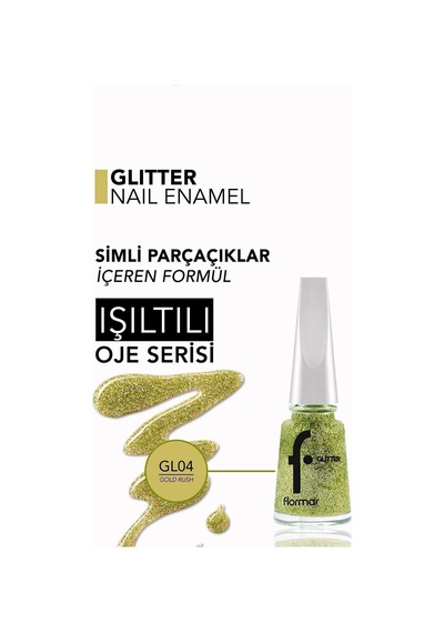 Flormar Glitter Yarı Transparan Parlak Bitişli Simli Oje GL04