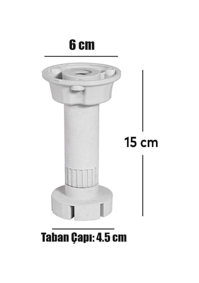 Mobilya Kanepe Baza Tezgah Dolap Ünite Ayağı Ayarlı Mutfak Tv 15 Cm Gri Ayak 10 Adet