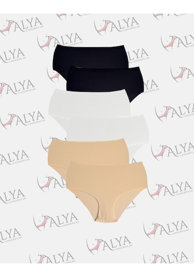 Alya Underwear Kadın Dikişsiz Külot Lazer Kesim Yüksek Bel İz Yapmayan Büyük Beden Hayalet Külot İzbırakmaz 6'lı Paket Siyah - Ekru - Ten Alya Underwear Kadın Dikişsiz Külot Lazer Kesim Yüksek Bel İz Yapmayan Büyük Beden Hayalet Külot İzbırakmaz 6'lı Paket Siyah - Ekru - Ten