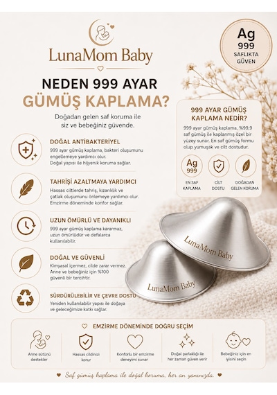 Lunamom Baby 999 Ayar Gümüş Kaplama Göğüs Ucu Koruyucusu