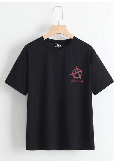 Unisex Örme After Dark Baskılı T-shirt Siyah