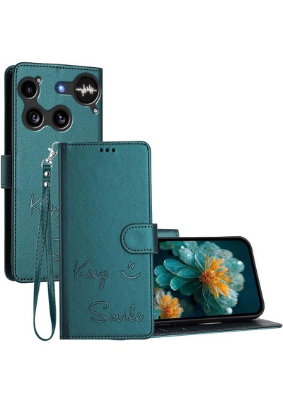 Nothing Phone 3 Uyumlu, Premium Pu Deri Kapaklı Cüzdan Kılıf Yeşil