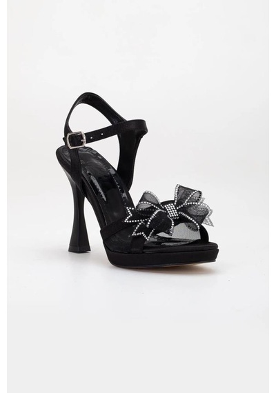 Papuçcity Hco 03165 Kadın Platform Topuklu Gelin Nikah Düğün Sandalet Siyah