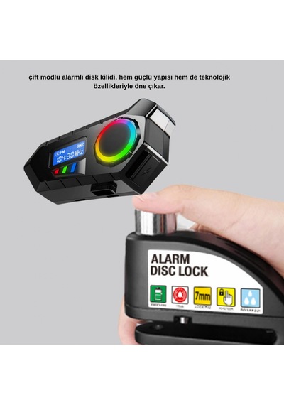 Bluetooth Hoparlör Ve 110 Db Alarmlı 6 Mm Disk Kilidi Seti Motosiklet Ve Bisiklet İçin