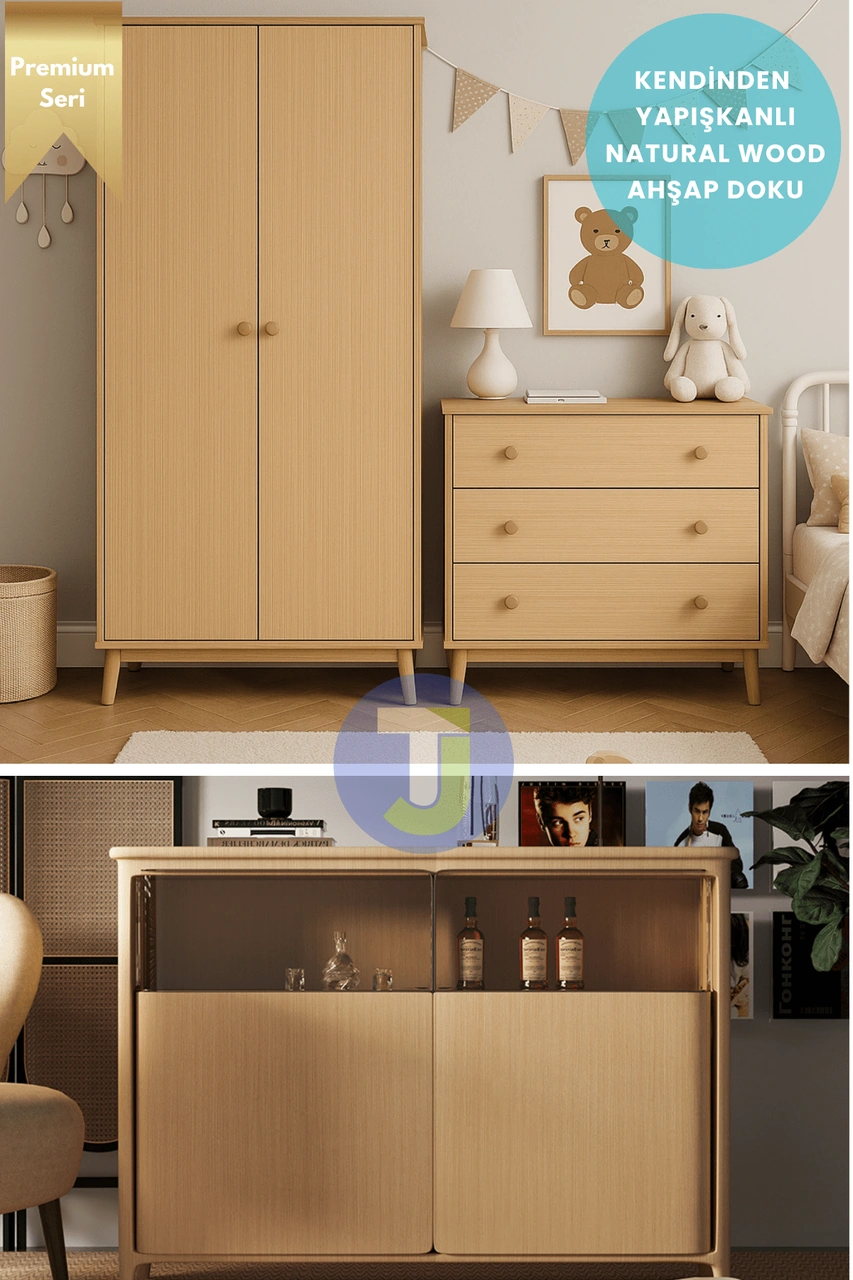 Technojet Premium Seri Kendinden Yapışkanlı Ahşap Desenli Pvc Kaplama 60cmx300cm Açık Meşe