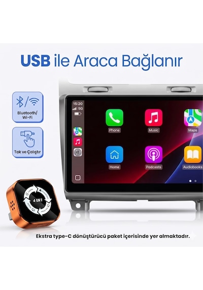 Tr 4'ü 1 Arada Carplay Araç Multimedya Sistemi Android Auto/carplay/mirror Link/airplay