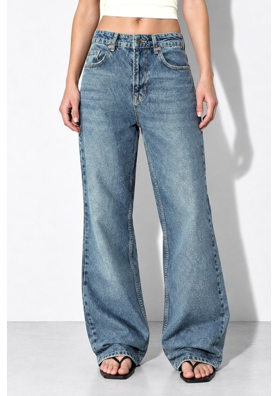Hiccup H92 Düz Kesim Geniş Paça Denim Pantolon Mavi