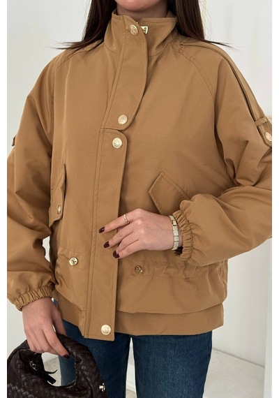 Alemdarshop Camel Çıtçıt Detaylı Ceket