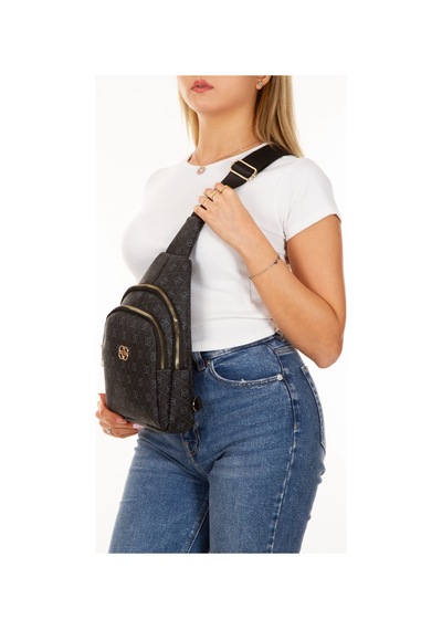 Newish Polo Kadın Trendy Desenli Deri Çapraz Omuz Ve Göğüs Çantası Çantası Siyah