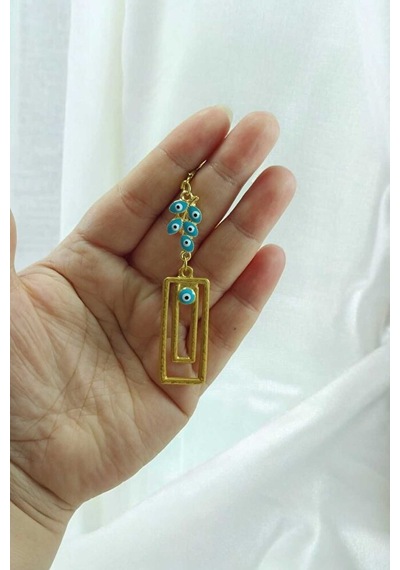 Gold Dikdörtgen Salkım Nazar Boncuklu Araba Dikiz Ayna Süsü Lüks,