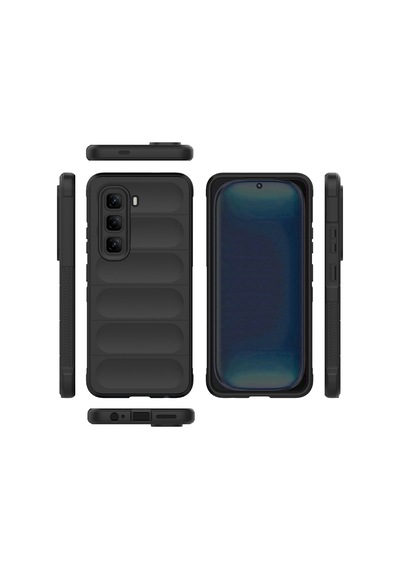 Xemu İnfinix Hot 50 4g Kılıf Esnek Tpu Oyuklu Arka Yüzey Tasarımlı Etnik Silikon Siyah