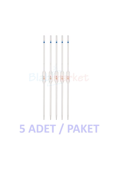 Bullu Pipet Cam 1 Ml - Volumetrik Pipet - 5 Adet Paket