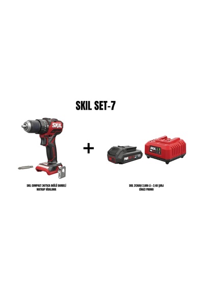 Skil Set-7 Skil Compact 3075CA Akülü Darbeli Matkap Vidalama + Skil 3136AA 2AH Li + 2.4A Şarj Cihazı Promo