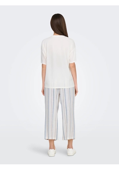 Only Onlmelina S/s Ladies Top Box Jrs Kadın T-shirt 15342876 Ekru