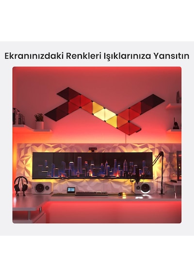 Nanoleaf Üçgen Akıllı Rgbw Duvar Paneli Başlangıç Paketi App Kontrollü, 9 Parça, Siyah, Google Home, RGB