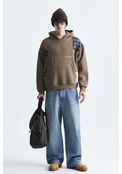 Vamos Boxy Fit Yama Detaylı Sweatshirt Vizon
