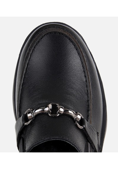 Hotiç Kadın Deri Siyah Metal Zincir Detaylı Klasik Loafer 01ayh334760a100 01ayh334760a100