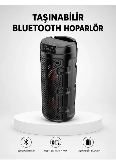 Bluetooth 5. 0 Kablosuz Hoparlör Çift Sürücülü Yüksek Ses Kalitesi Kompakt Tasarım