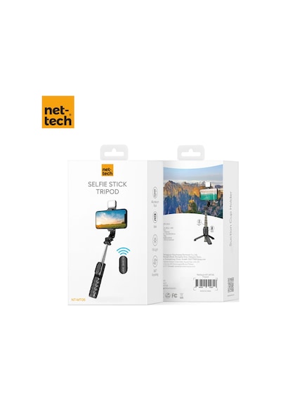 Nettech Nt-mt05 Taşınabilir Selfie Çubuk Işıklı Tripod - Siyah -